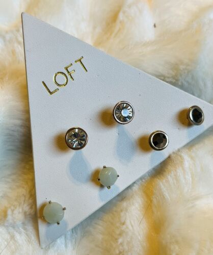 Ann Taylor LOFT Women's Crystal Stick Stud Earrings Set of 3 NWT 34.50 - $24.70