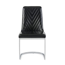 Set Of 2 Modern Black Dining Chairs With Horse Shoe Style Metal Base - £385.46 GBP