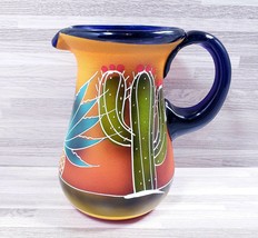 Vintage Mexican Hand Blown Glass Enameled 10 oz. Creamer - $15.27