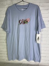 Obey Mens Rose Logo Short Sleeve Blue Graphic Print Tee T-Shirt Size XL - £23.22 GBP