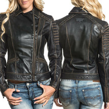 Affliction True Destiny Moto Women Button Zip Genuine Leather Jacket Black XS-XL - £459.97 GBP