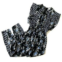NWT Rebecca Taylor Paisley Flutter Sleeve Jumper in Black Silk Blend Jumpsuit 2 - £71.64 GBP