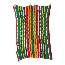 Vintage Stripe Crochet Afghan Lap Blanket 40&quot; x 28&quot; - £11.74 GBP