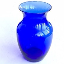 Pretty Cobalt Blue Glass Flower Vase 8” Tall - £16.63 GBP