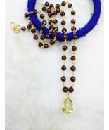 Natural Garnet and Lemon Quartz Fancy Pendant, Dainty Beads Necklace - $83.56 CAD Natural Garnet and Lemon Quartz Fancy Pendant, Dainty Beads Necklace - $83.56 CAD