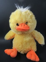 Dandee Collector&#39;s choice Plush yellow duck sitting orange bill feet white hair - £15.58 GBP