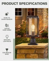 Outdoor Post Lantern 20&quot; Exterior Post Lantern  Light with Pier Mount Ba... - $68.59