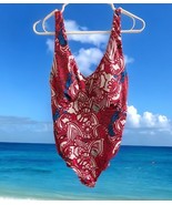Island Rays Womens SIZE 2X One Piece Swimsuit Pink White Blue Paisley Fl... - $29.16 CAD