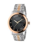 Gucci YA126410 Men&#39;s G-Timeless 38mm Black Face Two-Tone Watch + Gift Bag - £526.18 GBP