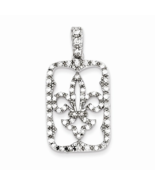 Sterling Silver Cubic Zirconia Fleur De Lis Pendant - $1,655.18 MXN