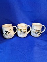 3 Vintage Teal Duck Ducklings Speckled Brown Trim Coffee Mug Cups - £32.96 GBP