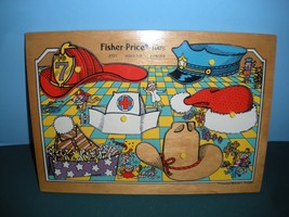Vintage Fisher Price Pick Up &#39;N Peek #2721 Hats Wooden Puzzle Near Mint!... - £22.74 GBP