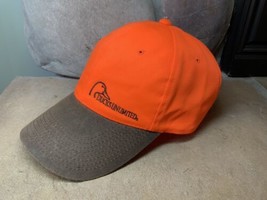 Ducks Unlimited Hunting Hat Waxed Bill Blaze Orange Strap Back Excellent - £34.99 GBP