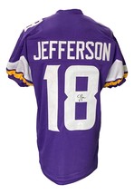 Justin Jefferson Signed Custom Purple Pro Cut Football Jersey JSA - £177.67 GBP