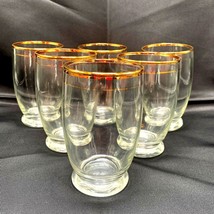 Vintage Frosted Libbey Gold Leaf Glasses Tumbler Mid Century Set of 6 Go... - £22.11 GBP