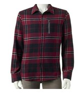 Tony Hawk Flannel Shirt Mens Small Red Black Plaid Long Sleeve Button Front  - $10.88