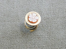 Victorian Corkscrew Spiral Shirt Stud Hard Stone Agate Flower Cameo 10k - £99.90 GBP