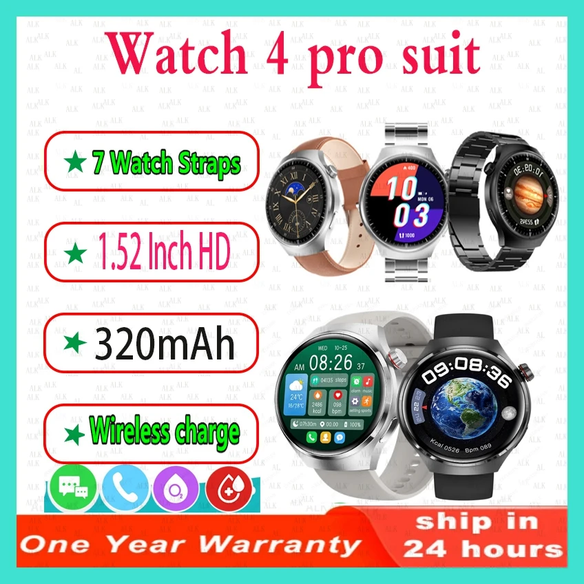New 8-in-1 round screen Sports watch set Wireless charger watch 4 pro suit - £29.77 GBP+