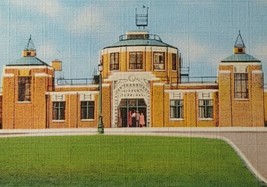 1930s Airport Terminal Akron Canton Ohio Linen Postcard Entrance Vintage - £13.85 GBP