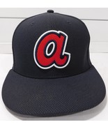 Atlanta Braves Hat New Era 59FIFTY Men&#39;s 7 1/4 Navy Red MLB Logo lowerca... - $26.45 CAD