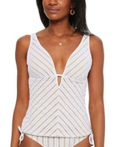 bar III Womens Crochet Plunge Tankini Top Size:Large Color:Ivory - £40.58 GBP