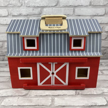 Melissa &amp; Doug Play Barn Fold And Go Wood 2-story Red No Animals or Accessories - £22.49 GBP