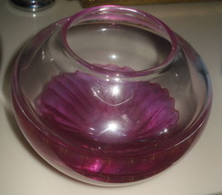 Maytum Glass Studio  Art Glass Purple swirl vase - signed  - $48.75