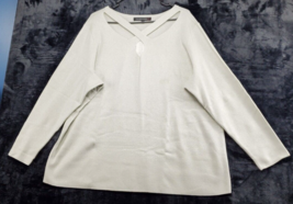 Colleen Lopez Sweater Womens Size 3X White Polyester Long Sleeve V Neck Key Hole - £20.57 GBP
