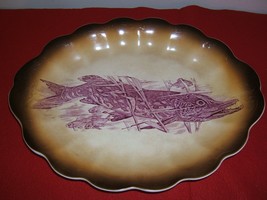 Antique Platter &amp; Five Plates Porcelain Fish Scene Lebeau Porcelain Six ... - $183.15