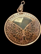 Southwestern Copper 2&quot; circle Pendant plastic crystal detailed cutout Bu... - £10.36 GBP