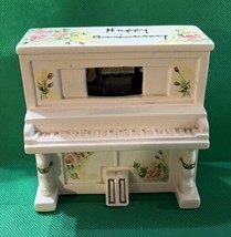 Vintage Ceramic Piano Wind Up Music Box - Happy Anniversary - Working 5”... - £15.41 GBP