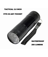 LED 9 BULB 3.5 INCH BLACK FLASHLIGHT W/ PUSH BUTTON WRIST STRAP 200 LUMENS - €2,37 EUR