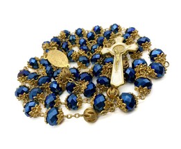 Nazareth Store St.Benedict Deep Blue Beads Rosary Necklace - $62.12