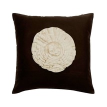 Brown Vintage Frills 16&quot;x16&quot; Faux Suede Fabric Pillow Cover, Vintage Blossoms - £21.60 GBP+