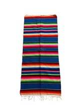 Mexican Saltillo Sarape Woven Wool Colorful Stripe Table Rectangle 55&quot;x2... - £46.42 GBP