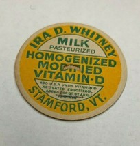 Ira D Whitney Stamford Vermont a2-106 Vintage Milk Cap POG - £11.59 GBP