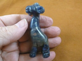 (Y-GIR-ST-704) blue gray GIRAFFE gemstone carving FIGURINE giraffes ston... - $17.53