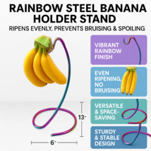 Rainbow Steel Banana Holder Stand – Colorful Fruit Rack, Prevents Bruising - €15,23 EUR