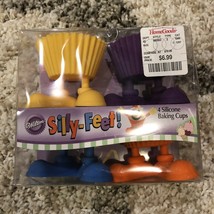 Wilton Assorted Colors Silicone Baking Cups Silly Feet 4 / Package New Cupcakes - $8.99