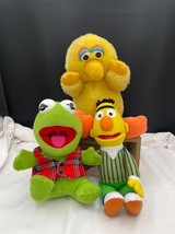 Lot of 3 Sesame Street Plush Kermit the Frog Big Bird Bert Vintage Plush - £9.17 GBP