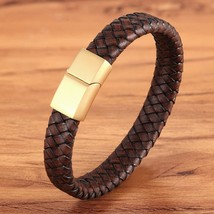 Fashion Jewelry Combination Brown Color Leather Stainless Steel Buckle Men Brace - £12.81 GBP