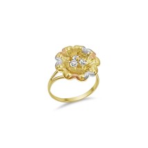 10k Tri Color Gold Flower Ring Band Size 7.5 - £215.10 GBP