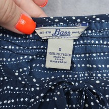 Bass Shirt Womens S Navy Blue Micro dots Balloon Long Sleeve Pullover Blouse - £20.08 GBP