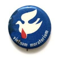 Vintage Vietnam Moratorium Peace Cause Button Pin Pinback Dove  1.25&quot; - £9.43 GBP