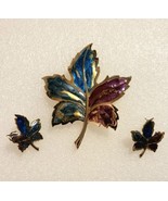 Set of Metal Maple Leaf Pin/Brooch Enamel w/Earrings - $33.90 CAD