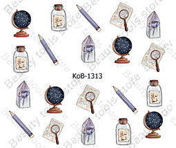 Nail Art Water Transfer Stickers pencil jar globe KoB-1313 - £2.35 GBP