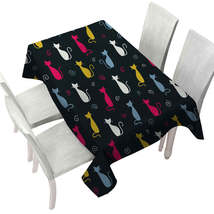 White Yellow Blue Pink Cats Tablecloth - $51.95 CAD+
