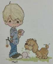 Dog Boy Embroidery Finished Nursery Blonde Ice Cream Blue Jean Marble Ch... - £10.13 GBP