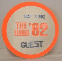 THE WHO - PETE TOWNSHEND - ORIGINAL OCT. 3, 1982 CLOTH SHOW BACKSTAGE *L... - £11.80 GBP