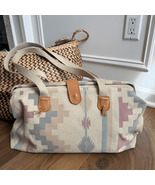 Vintage 90s Southwestern Pattern Canvas Satchel Clamshell Small Tote Mau... - $591.37 MXN